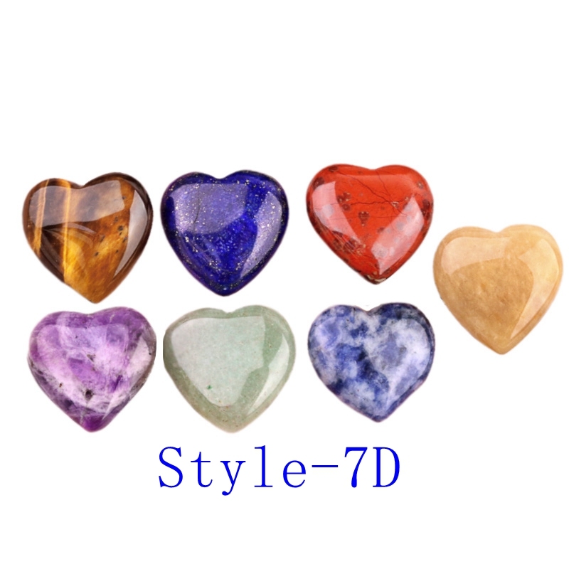 7 Chakra 20MM Stone Heart Collection with gift bag for Home Office Decor
