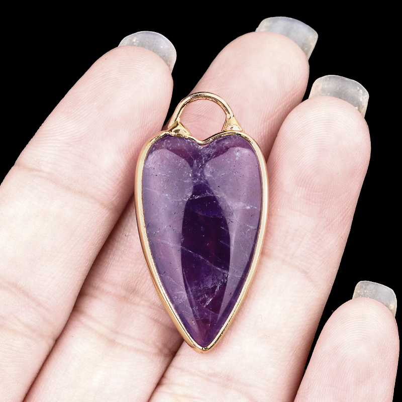 Gemstone Long Heart Pendant Wrap Gold for Making Jewlery