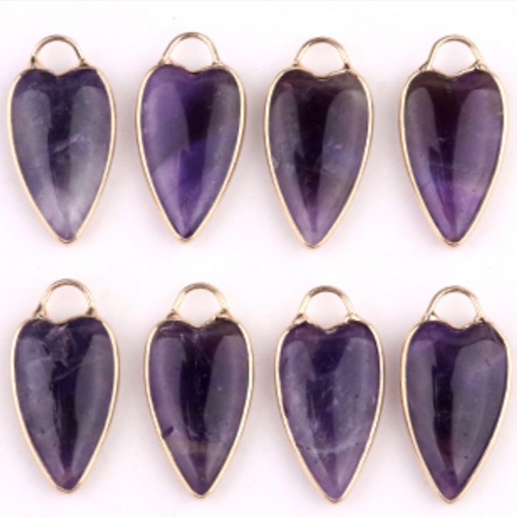 Gemstone Long Heart Pendant Wrap Gold for Making Jewlery