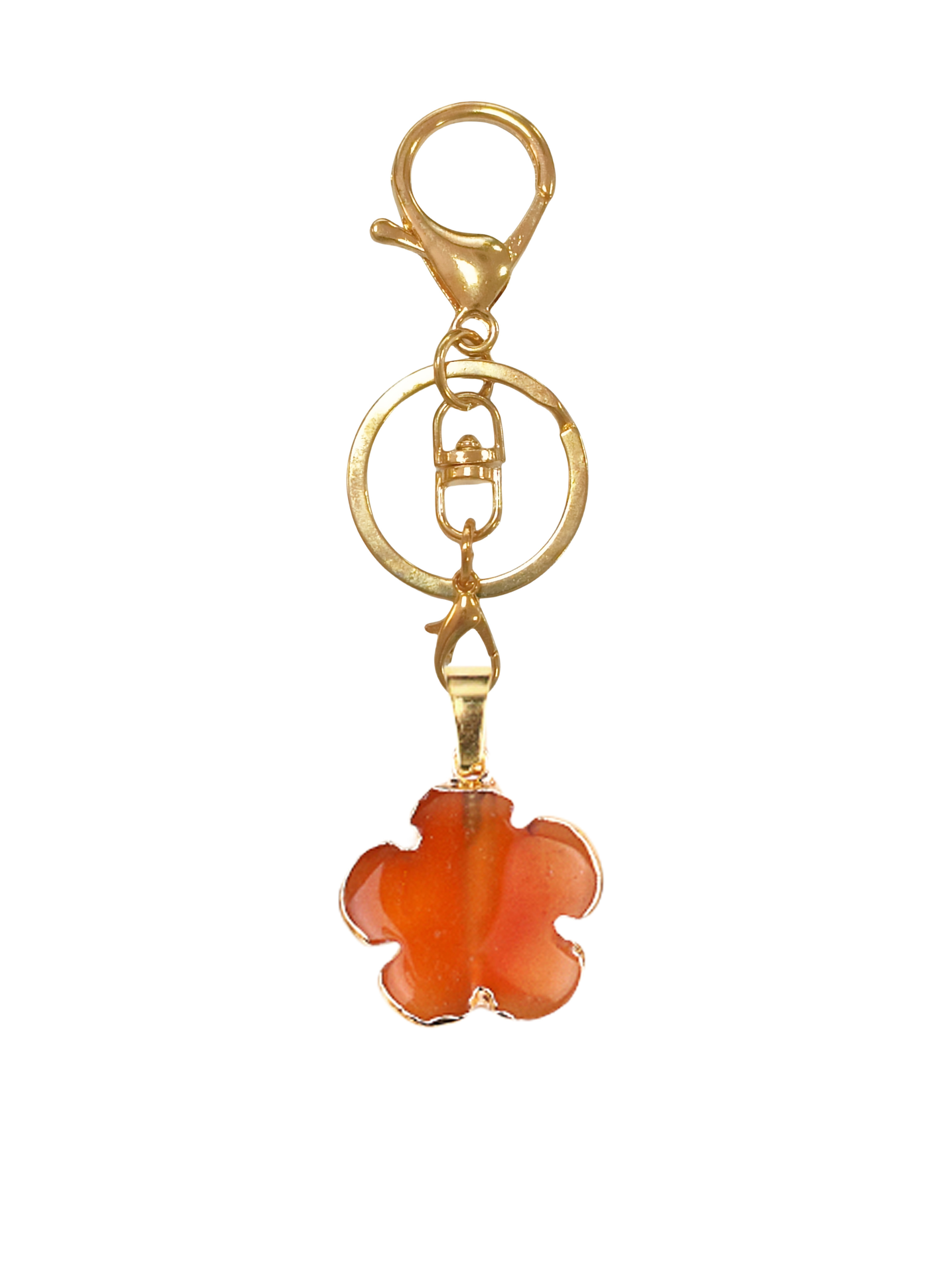20mm Handmade Craved Flower Wrap Gold Stone Pendant Keychain Accessories