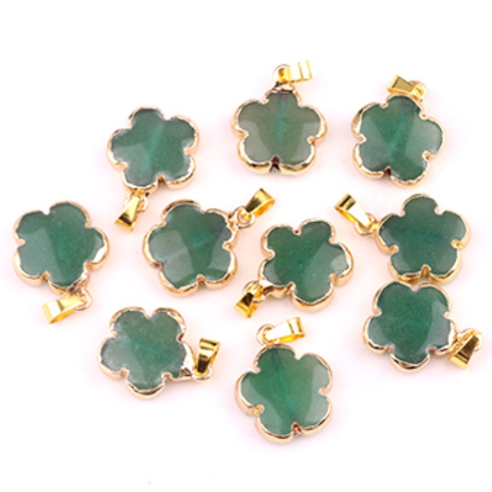 20mm Handmade Craved Flower Wrap Gold Stone Pendant  for Making Jewlery