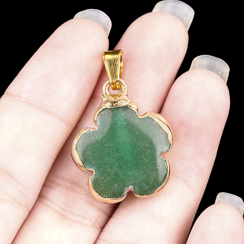 20mm Handmade Craved Flower Wrap Gold Stone Pendant  for Making Jewlery