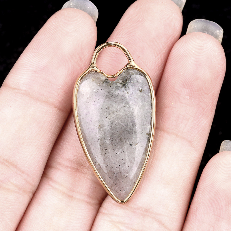 Gemstone Long Heart Pendant Wrap Gold for Making Jewlery