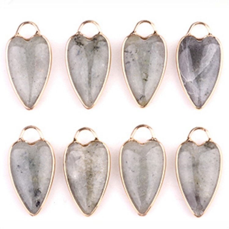 Gemstone Long Heart Pendant Wrap Gold for Making Jewlery