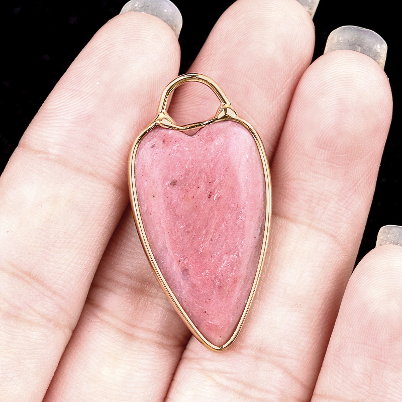 Gemstone Long Heart Pendant Wrap Gold for Making Jewlery
