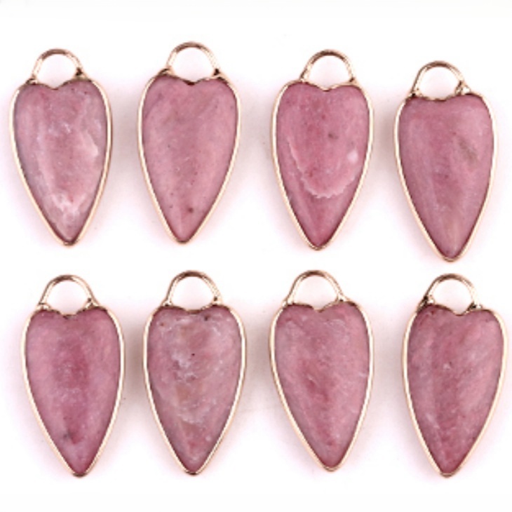 Gemstone Long Heart Pendant Wrap Gold for Making Jewlery