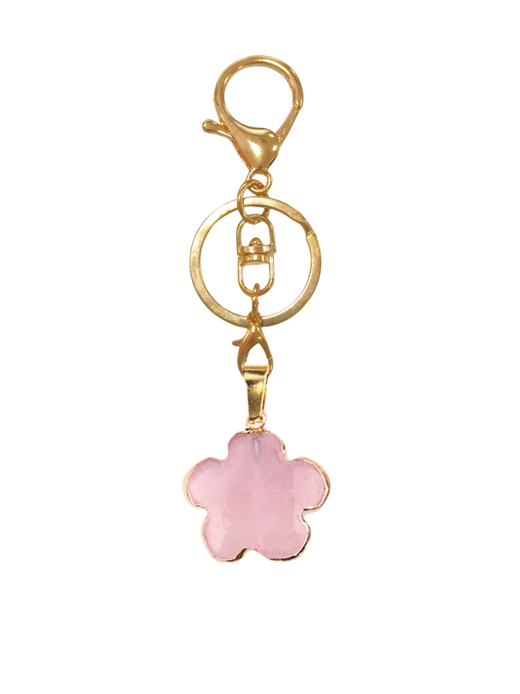 20mm Handmade Craved Flower Wrap Gold Stone Pendant Keychain Accessories