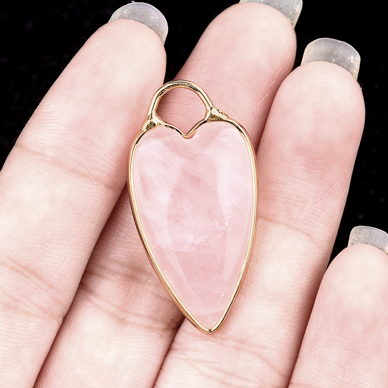 Gemstone Long Heart Pendant Wrap Gold for Making Jewlery