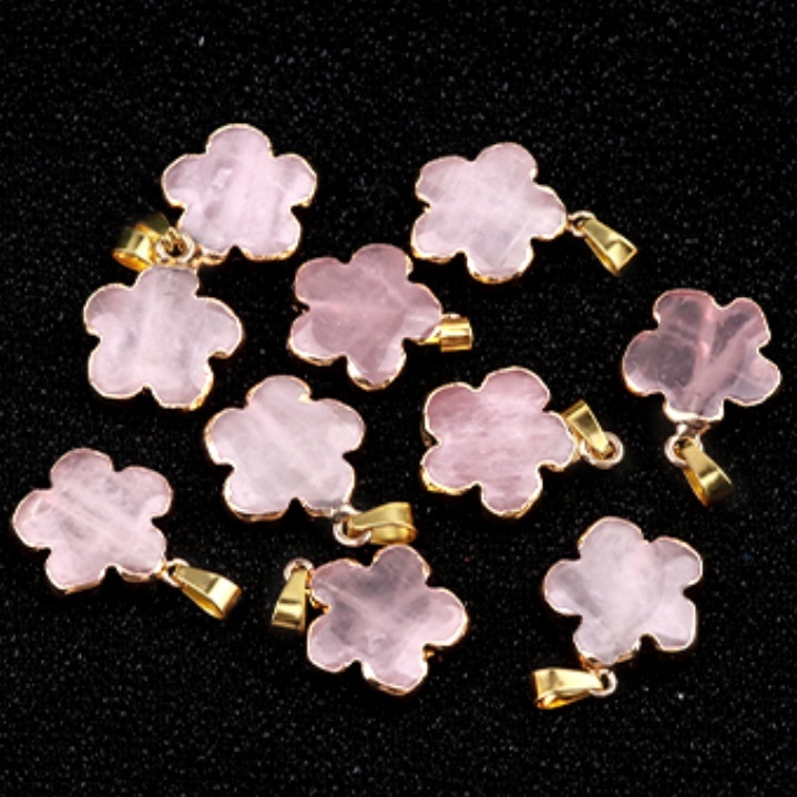 20mm Handmade Craved Flower Wrap Gold Stone Pendant  for Making Jewlery