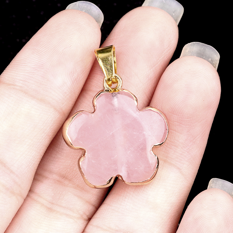 20mm Handmade Craved Flower Wrap Gold Stone Pendant  for Making Jewlery