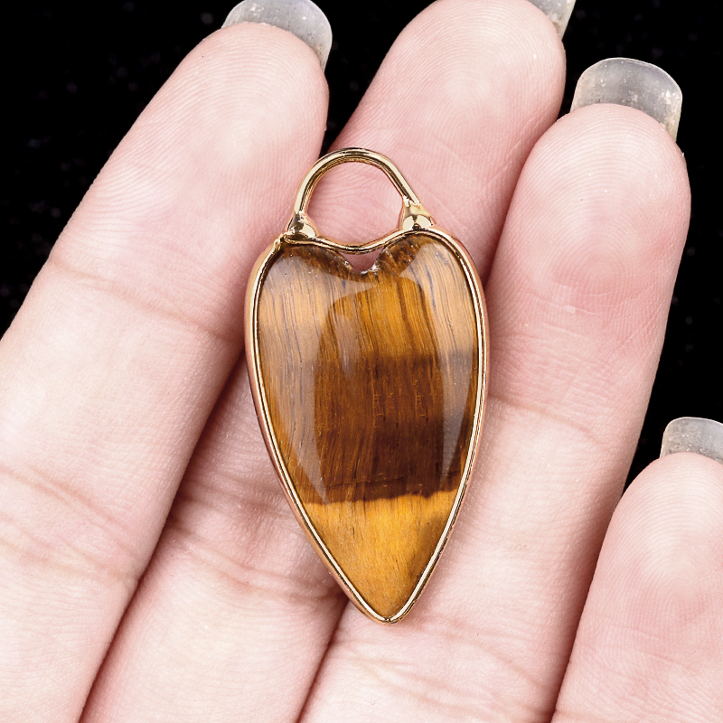 Gemstone Long Heart Pendant Wrap Gold for Making Jewlery