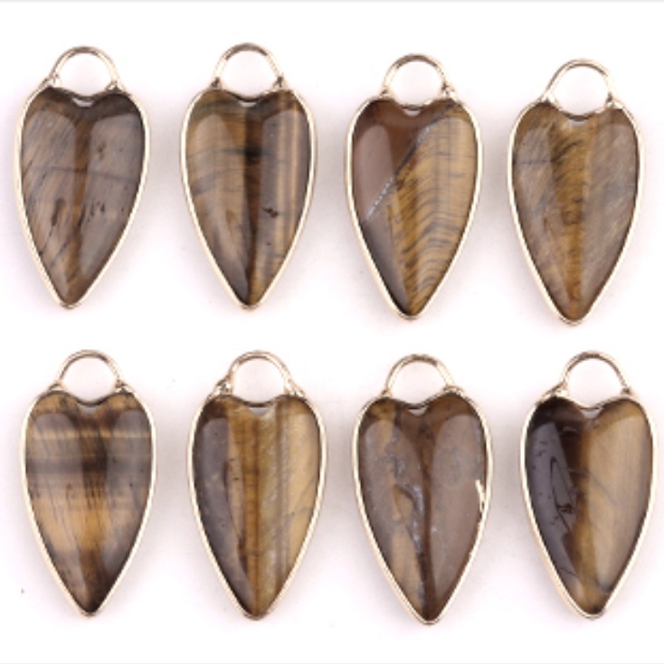 Gemstone Long Heart Pendant Wrap Gold for Making Jewlery