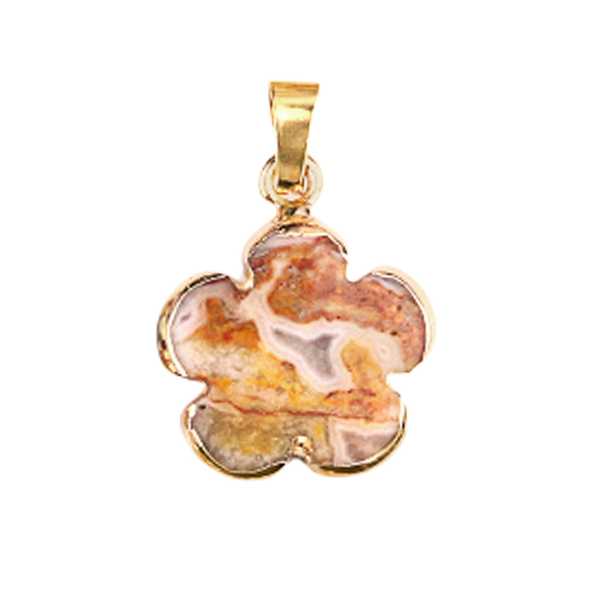 20mm Handmade Craved Flower Wrap Gold Stone Pendant  for Making Jewlery