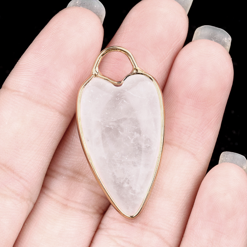 Gemstone Long Heart Pendant Wrap Gold for Making Jewlery