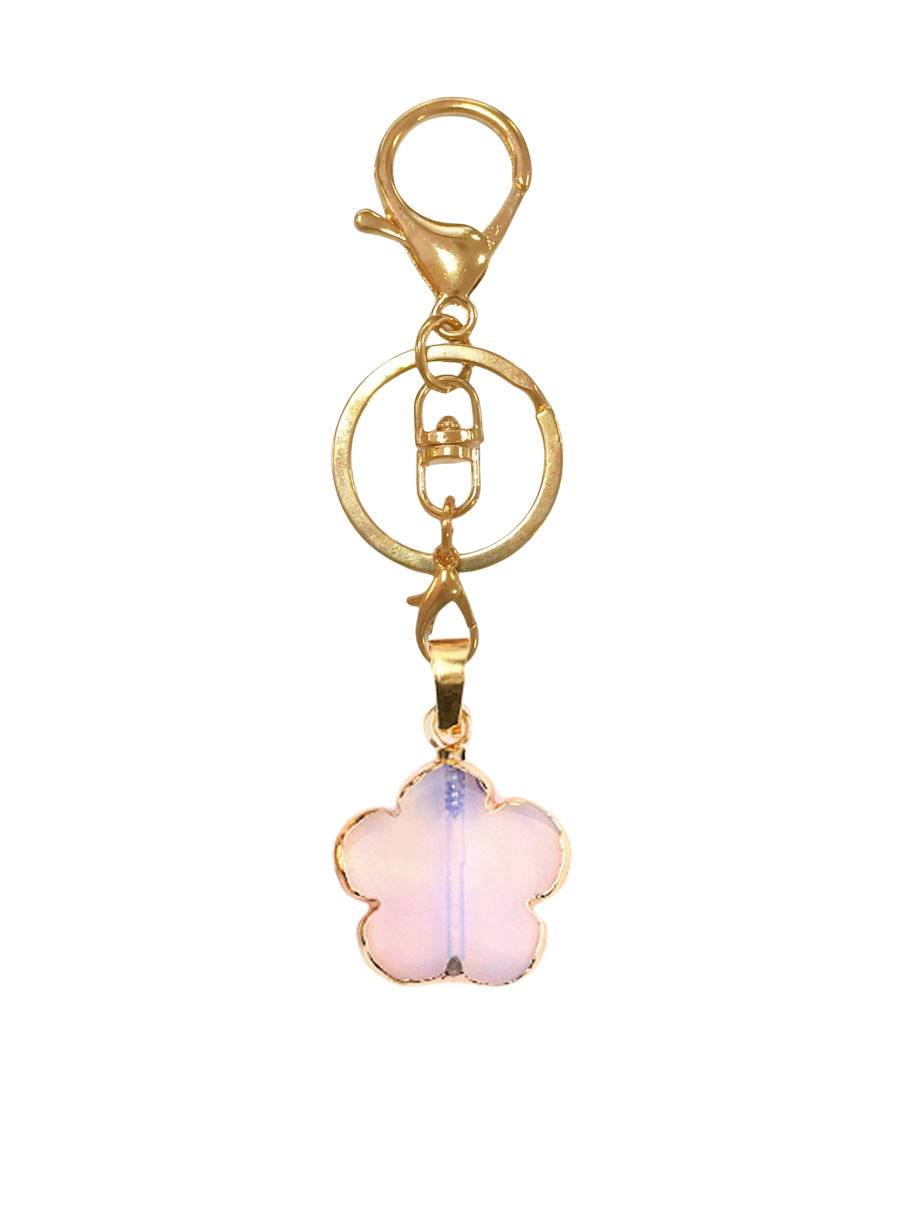 20mm Handmade Craved Flower Wrap Gold Stone Pendant Keychain Accessories