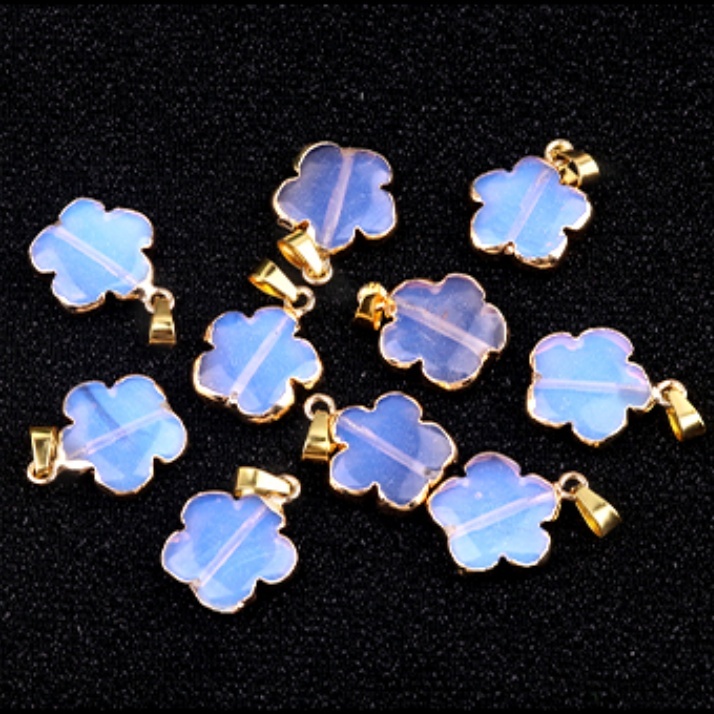 20mm Handmade Craved Flower Wrap Gold Stone Pendant  for Making Jewlery