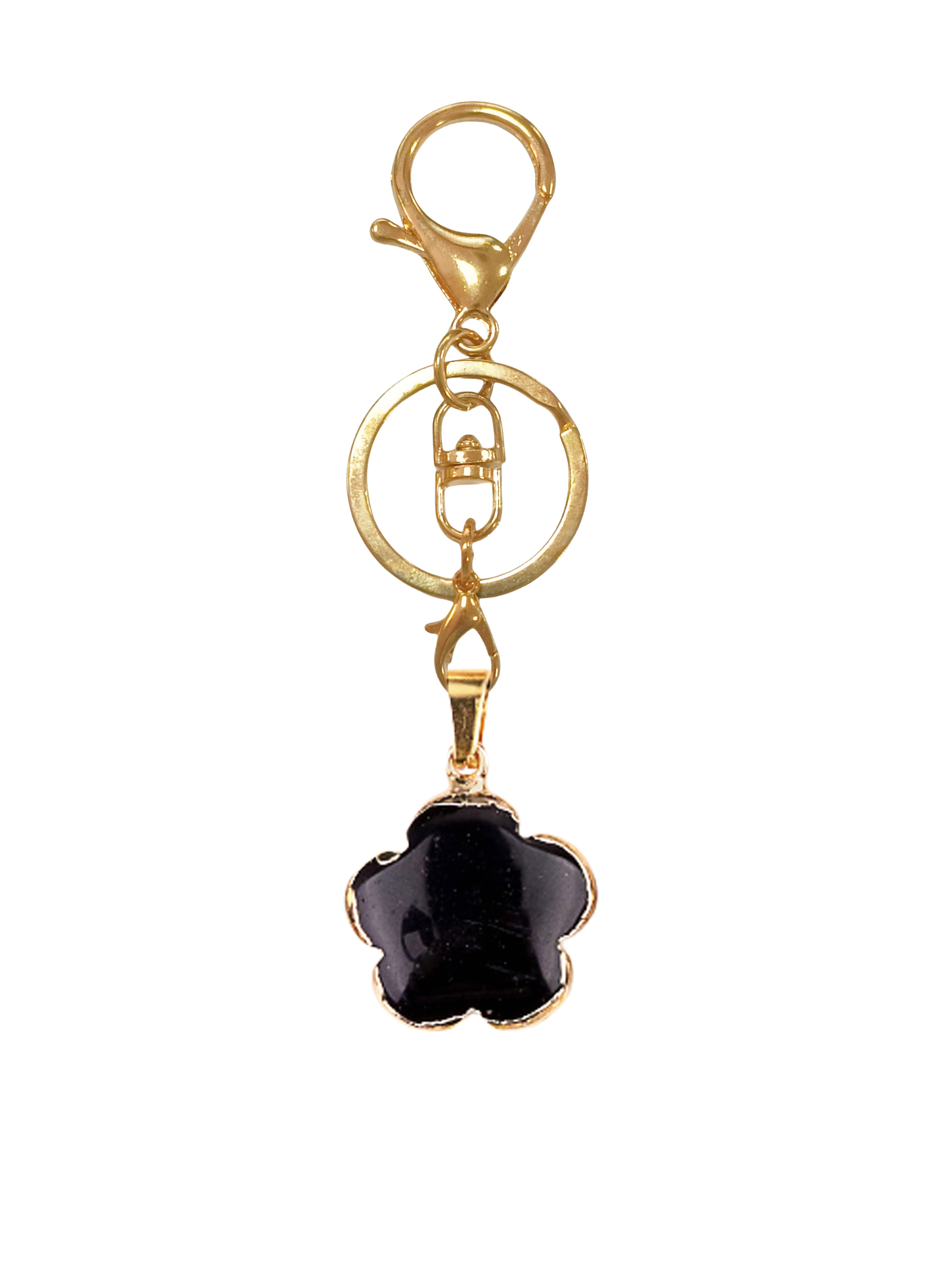 20mm Handmade Craved Flower Wrap Gold Stone Pendant Keychain Accessories