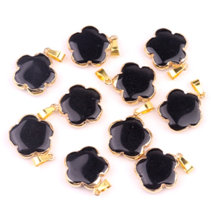 20mm Handmade Craved Flower Wrap Gold Stone Pendant  for Making Jewlery