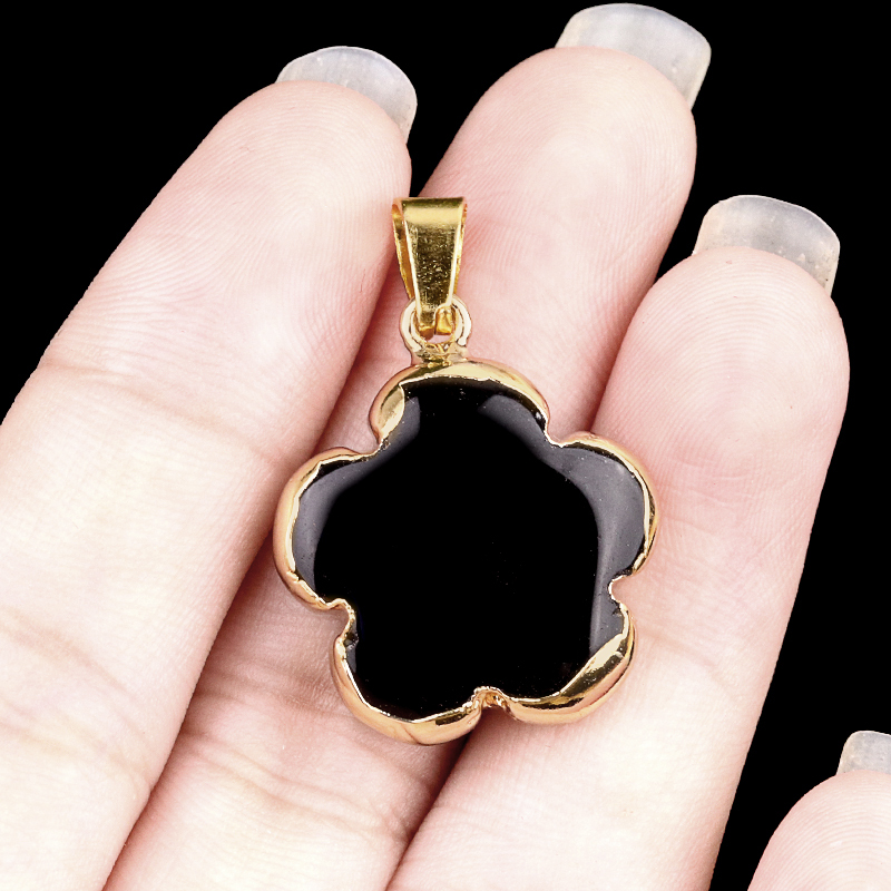 20mm Handmade Craved Flower Wrap Gold Stone Pendant  for Making Jewlery