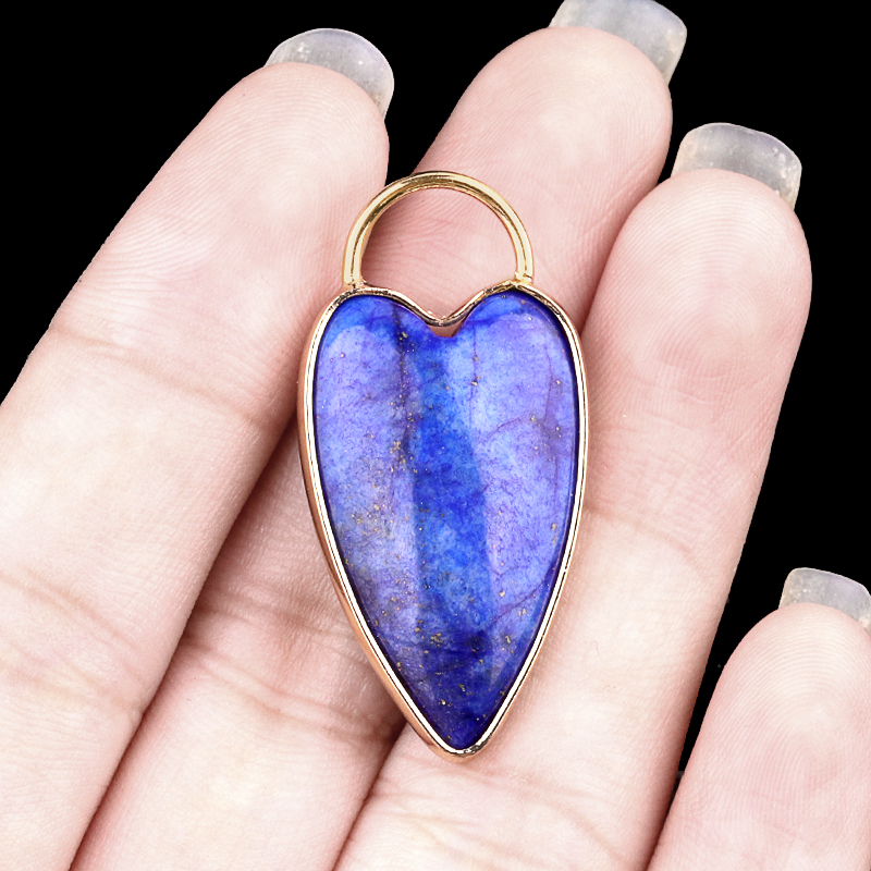 Gemstone Long Heart Pendant Wrap Gold for Making Jewlery
