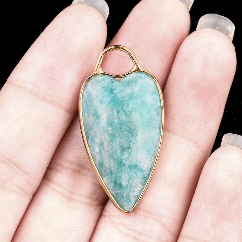 Gemstone Long Heart Pendant Wrap Gold for Making Jewlery