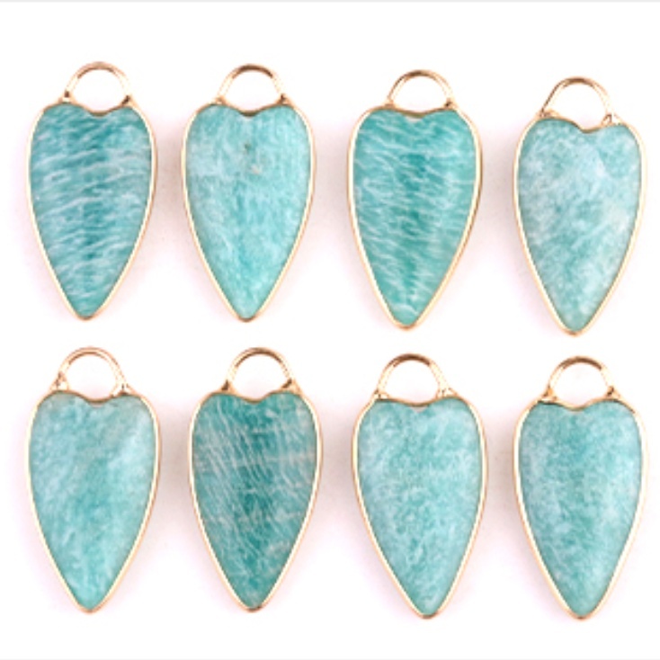 Gemstone Long Heart Pendant Wrap Gold for Making Jewlery