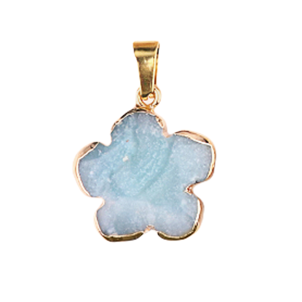 20mm Handmade Craved Flower Wrap Gold Stone Pendant  for Making Jewlery