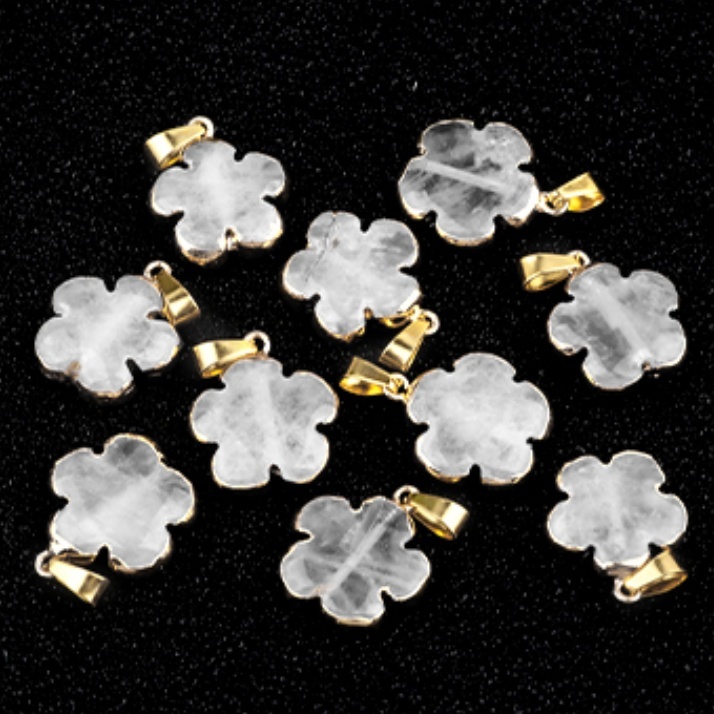 20mm Handmade Craved Flower Wrap Gold Stone Pendant  for Making Jewlery