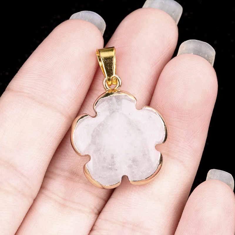 20mm Handmade Craved Flower Wrap Gold Stone Pendant  for Making Jewlery