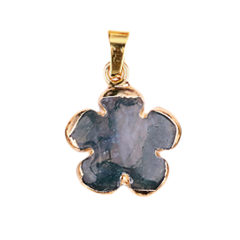20mm Handmade Craved Flower Wrap Gold Stone Pendant  for Making Jewlery