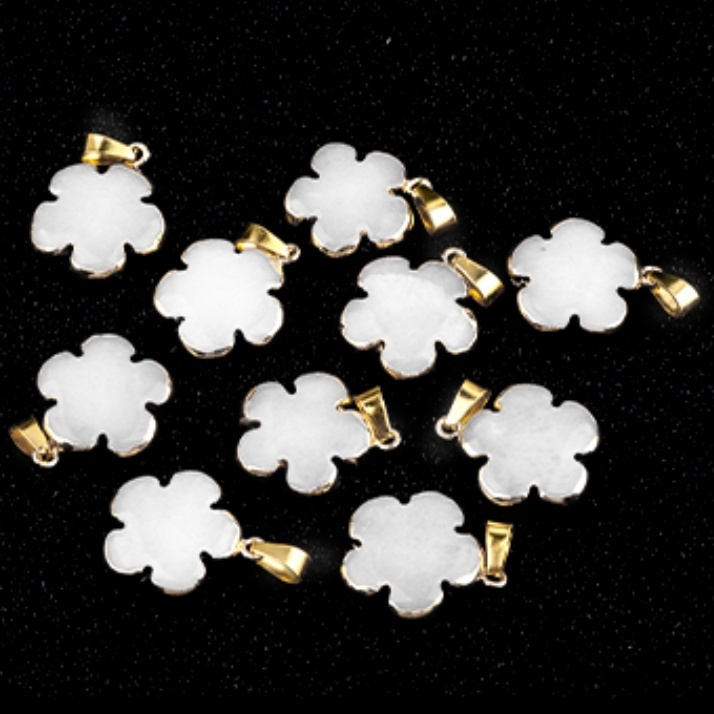 20mm Handmade Craved Flower Wrap Gold Stone Pendant  for Making Jewlery