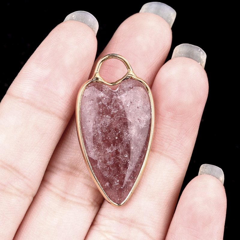 Gemstone Long Heart Pendant Wrap Gold for Making Jewlery
