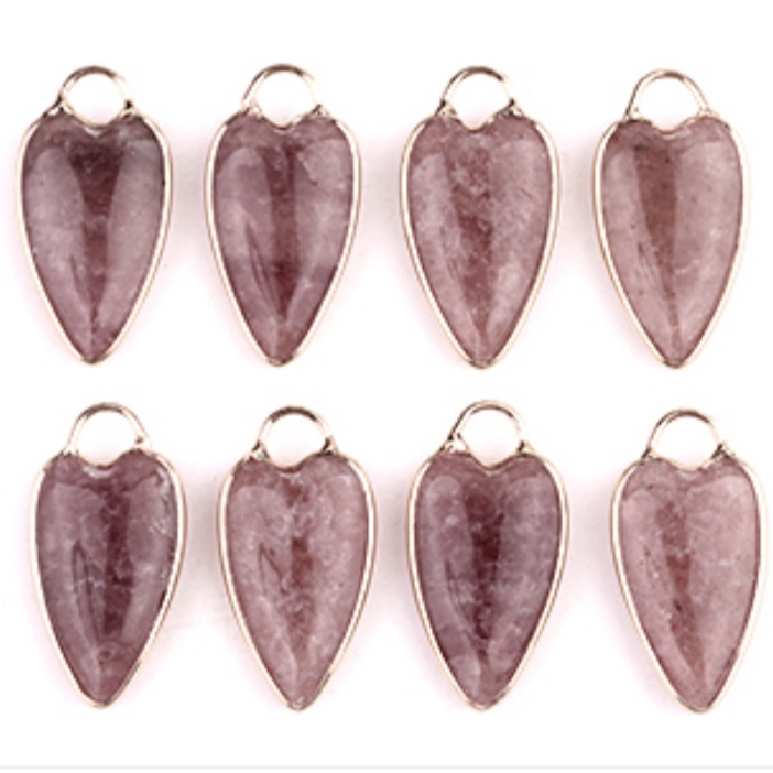 Gemstone Long Heart Pendant Wrap Gold for Making Jewlery
