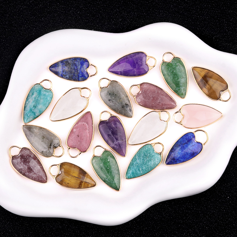 Gemstone Long Heart Pendant Wrap Gold for Making Jewlery
