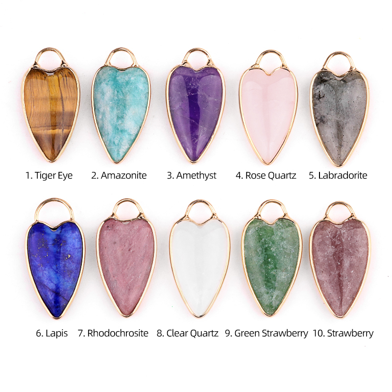 Gemstone Long Heart Pendant Wrap Gold for Making Jewlery