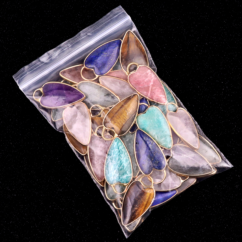 Gemstone Long Heart Pendant Wrap Gold for Making Jewlery