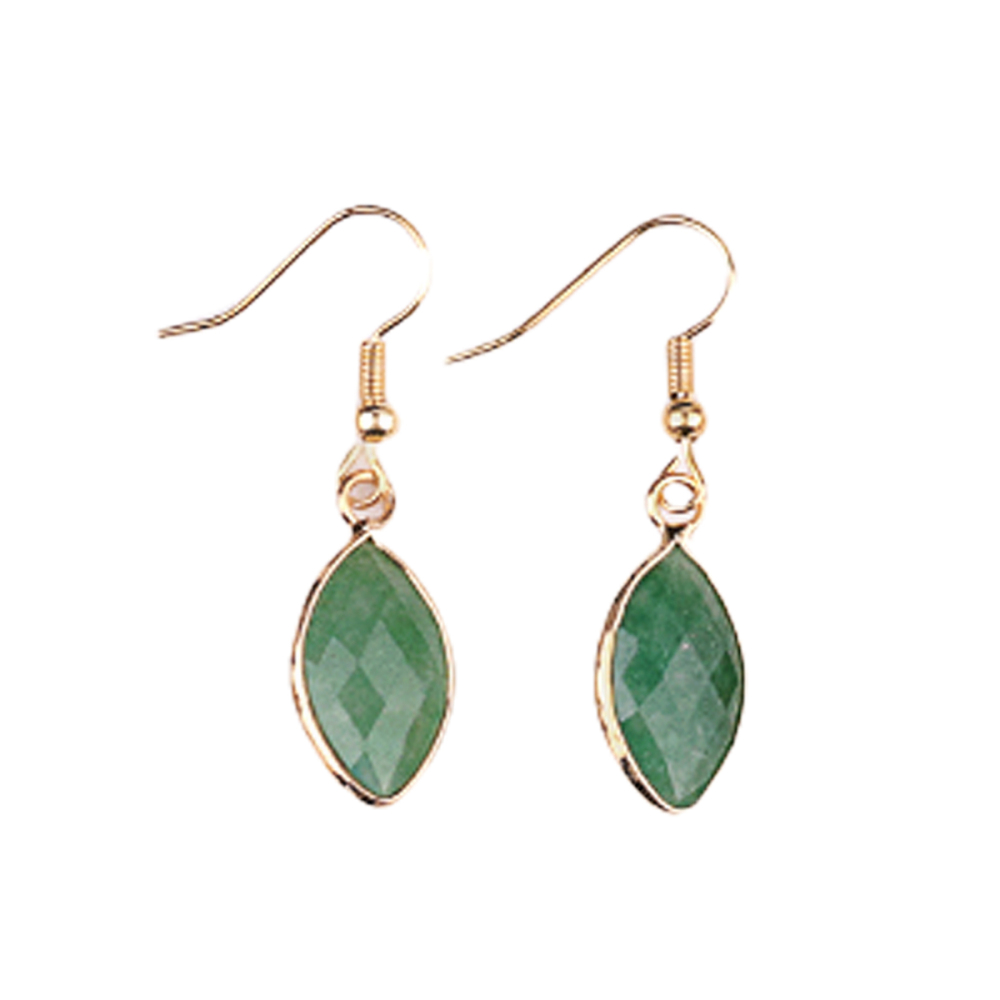 Handmade Craved Faceted Horse Eye Pendant Wrapped Golden Charms Drop Earrings