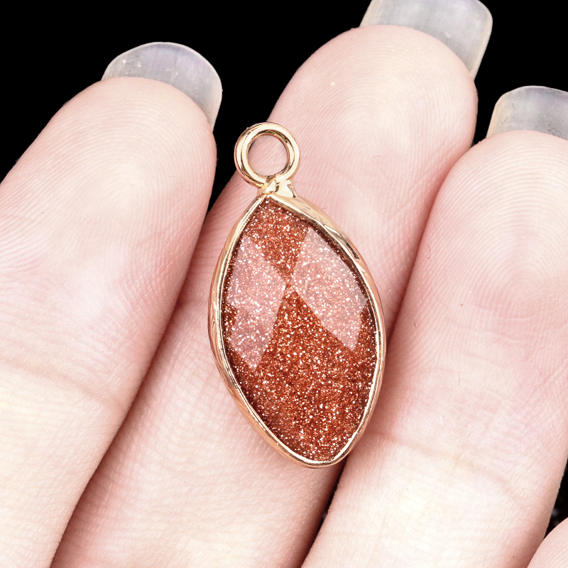 Handmade Craved Faceted Horse Eye Pendant Wrapped Golden Charms
