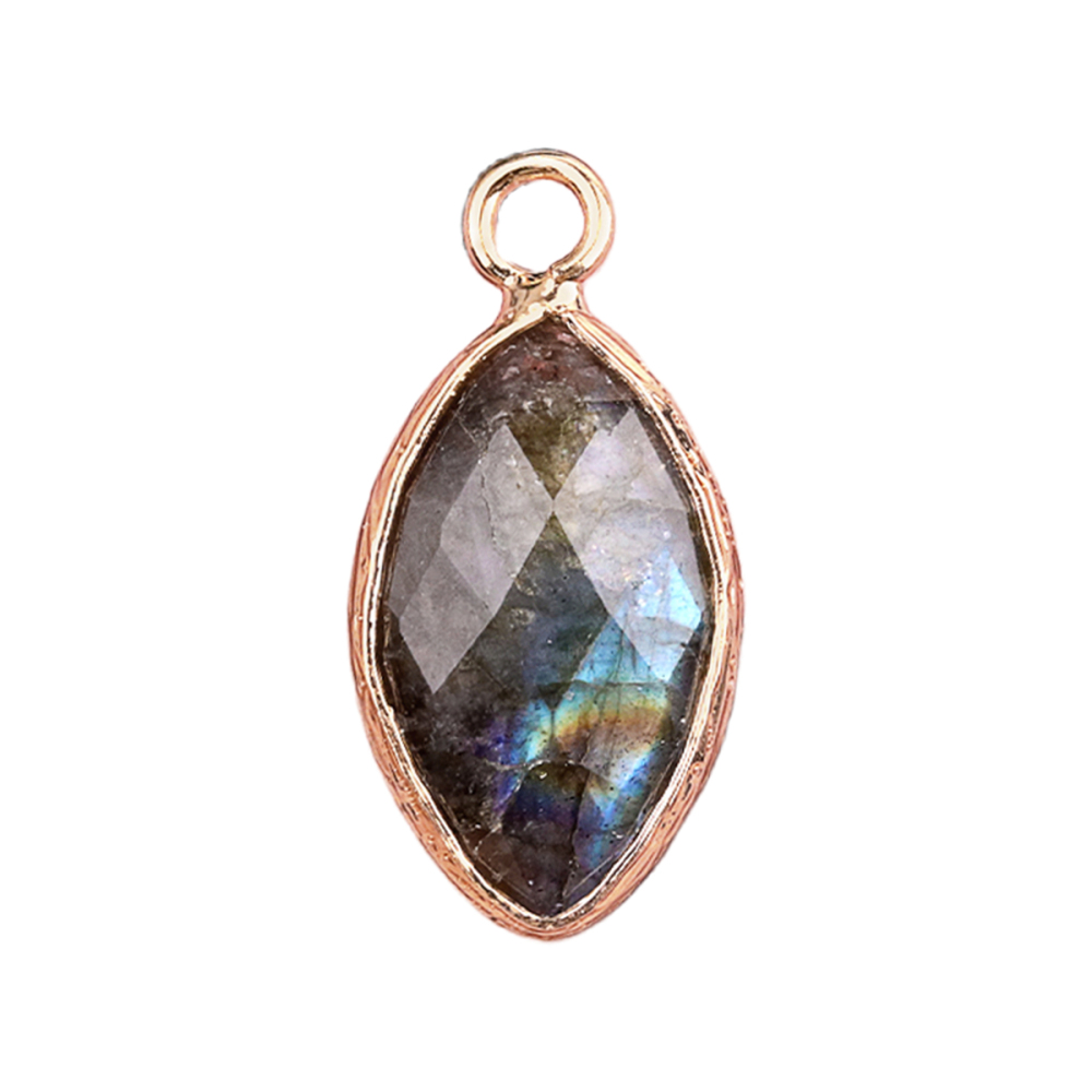Handmade Craved Faceted Horse Eye Pendant Wrapped Golden Charms