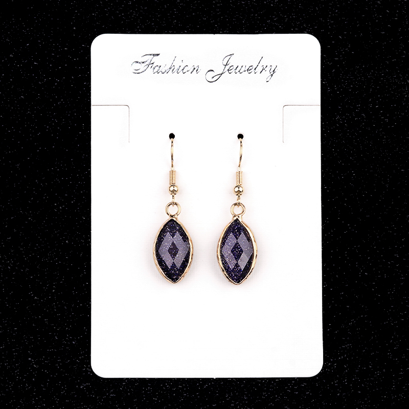 Handmade Craved Faceted Horse Eye Pendant Wrapped Golden Charms Drop Earrings