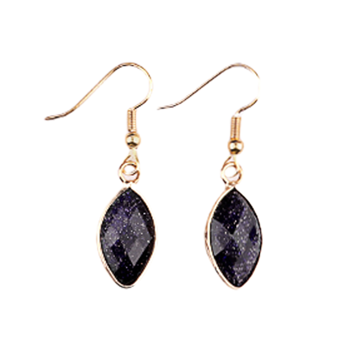 Handmade Craved Faceted Horse Eye Pendant Wrapped Golden Charms Drop Earrings