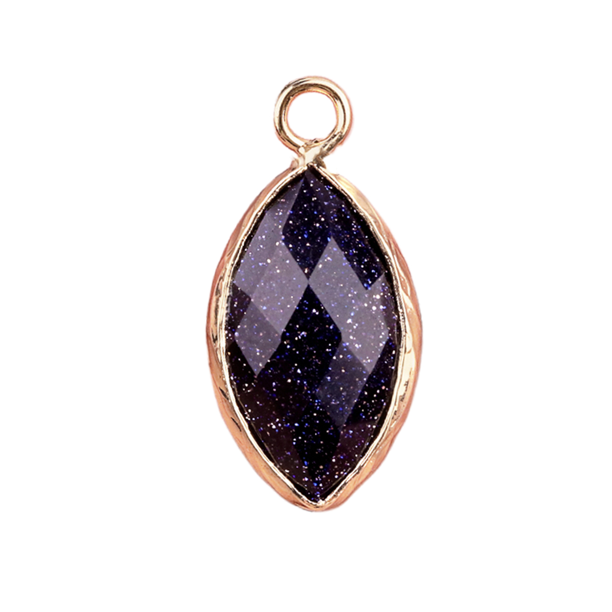 Handmade Craved Faceted Horse Eye Pendant Wrapped Golden Charms