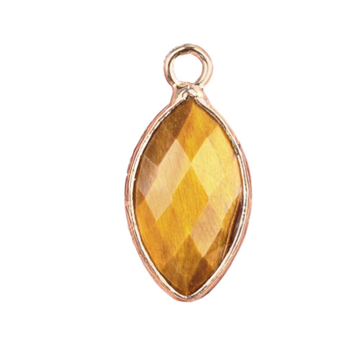 Handmade Craved Faceted Horse Eye Pendant Wrapped Golden Charms