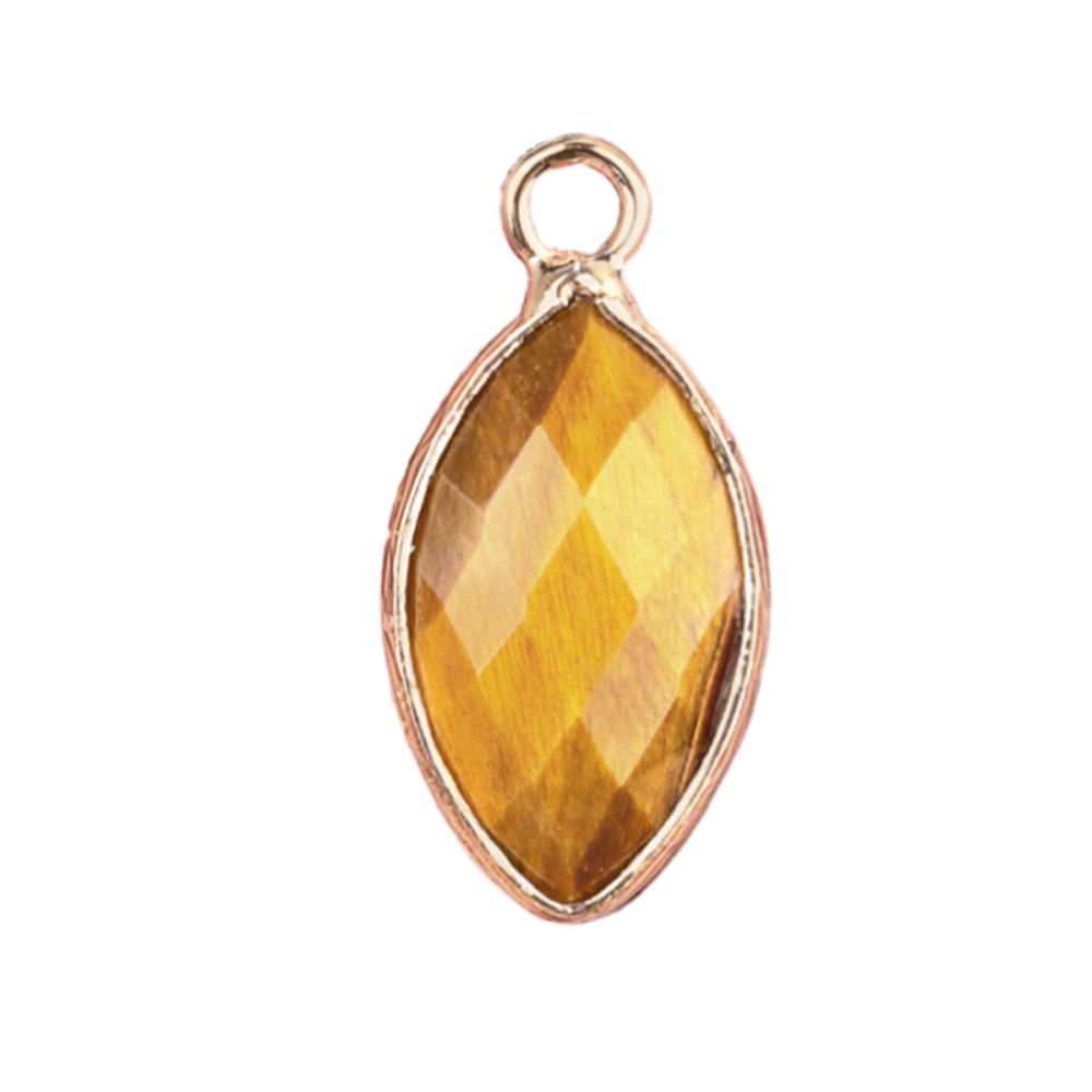 Handmade Craved Faceted Horse Eye Pendant Wrapped Golden Charms