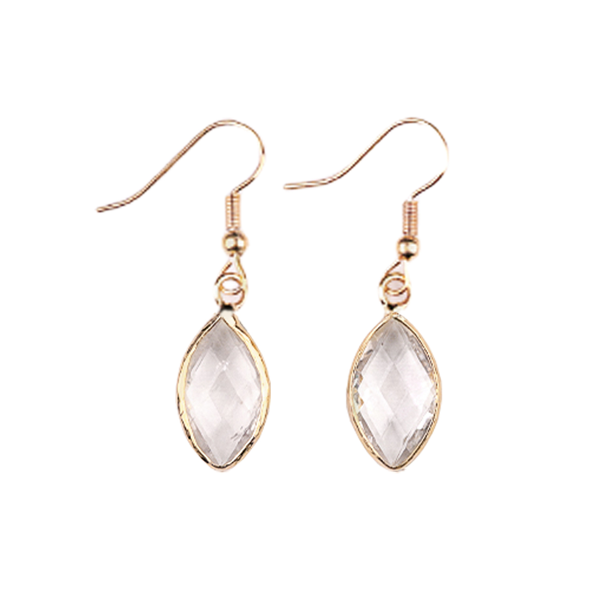 Handmade Craved Faceted Horse Eye Pendant Wrapped Golden Charms Drop Earrings