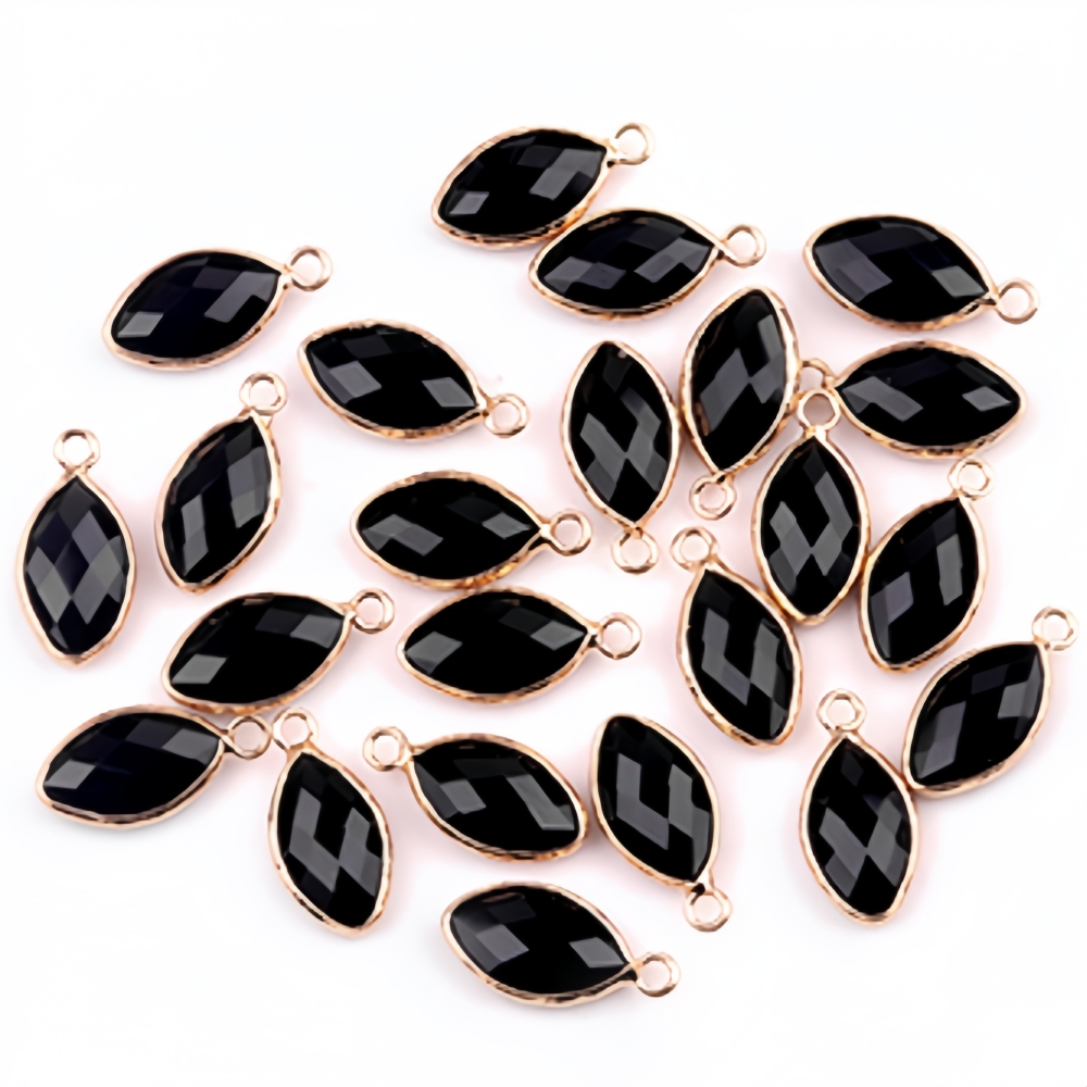 Handmade Craved Faceted Horse Eye Pendant Wrapped Golden Charms Drop Earrings
