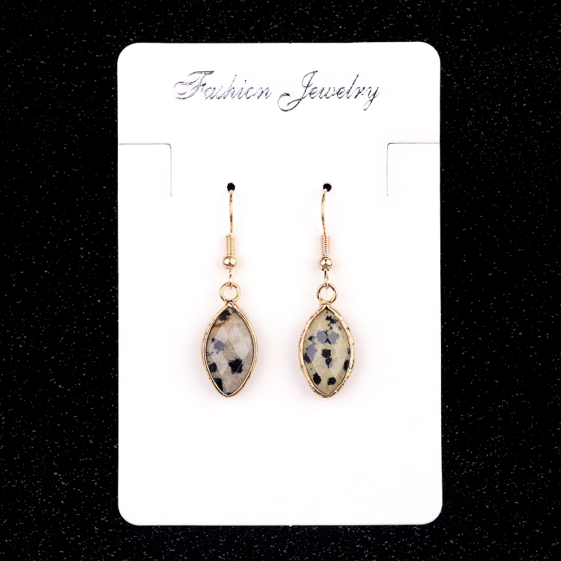 Handmade Craved Faceted Horse Eye Pendant Wrapped Golden Charms Drop Earrings