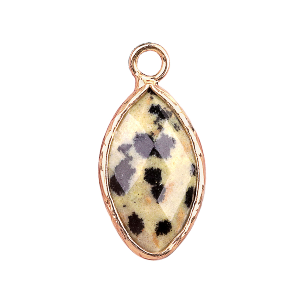 Handmade Craved Faceted Horse Eye Pendant Wrapped Golden Charms Drop Earrings