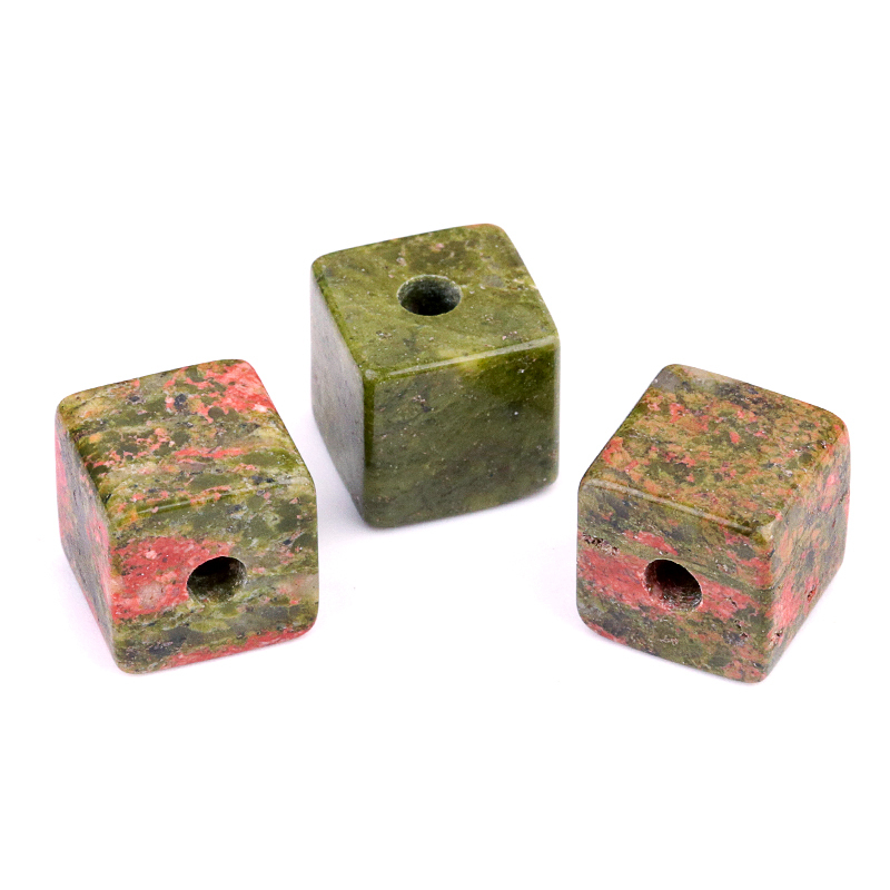 16MM Cube Gemstone Beads Drilled Big Hole 5MM for Making Jewelry