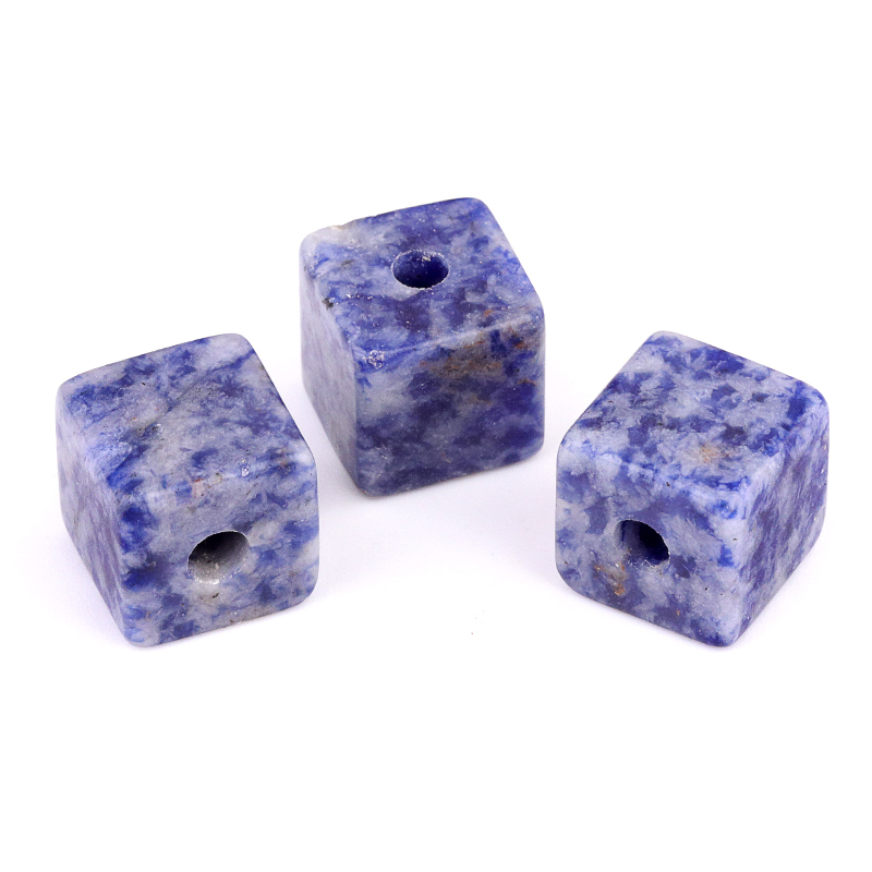 16MM Cube Gemstone Beads Drilled Big Hole 5MM for Making Jewelry